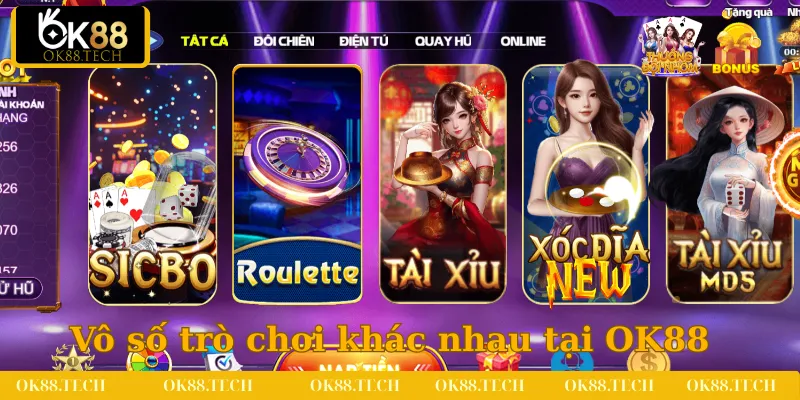 Giới Thiệu OK88 4 Người chơi có thể lựa chọn thỏa thích vô số trò chơi khác nhau tại trang chủ OK88