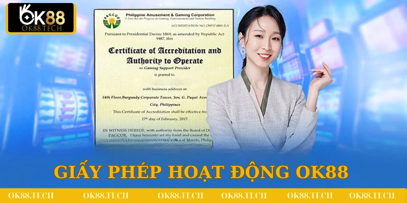 OK88 3 Những giấy phép hoạt động mà OK88 sở hữu